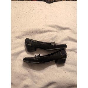 Aerosoles Womens Playfill  Black Leather And Suede Flat Loafer Size 8M